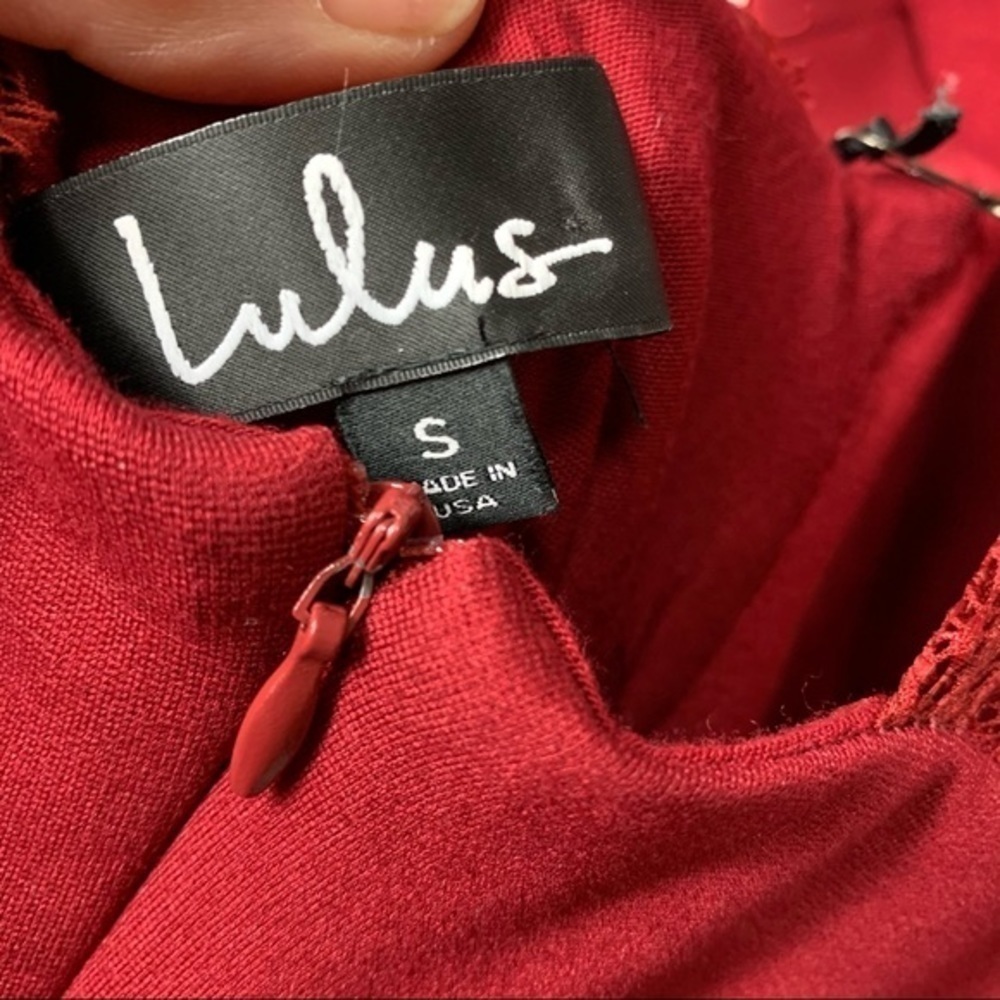 Lulu’s Hometown Girl Wine Red Lace Skater Dress - Picture 4 of 6